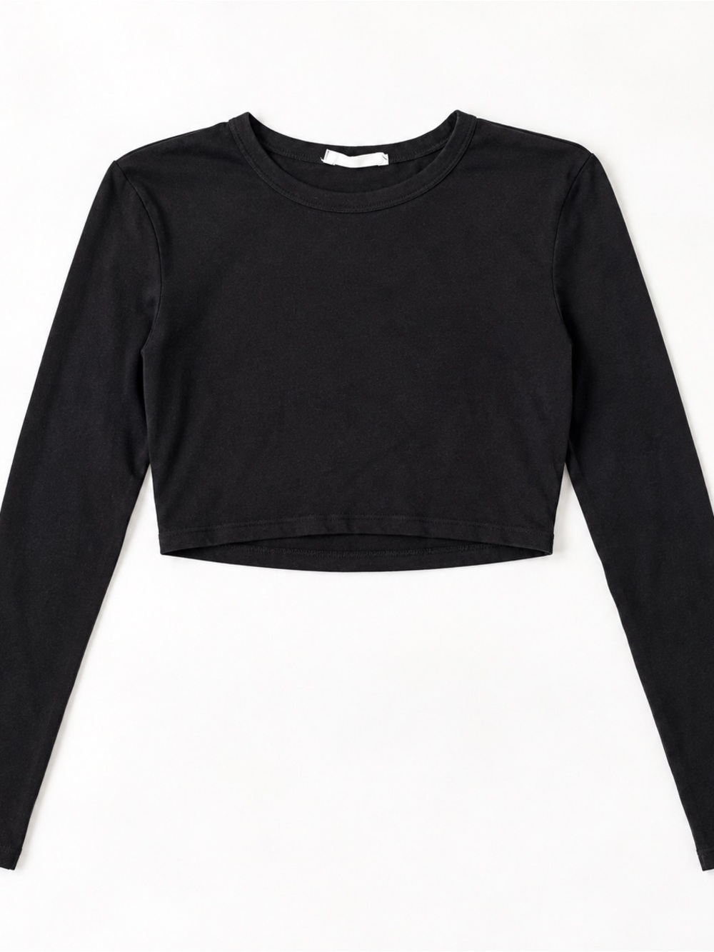 Cotton On Black Cropped Long Sleeve Crewneck Top Size M